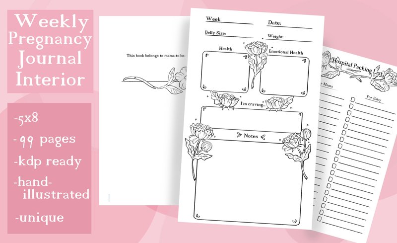 Weekly Pregnancy Journal Interior (by madelinehaleart)