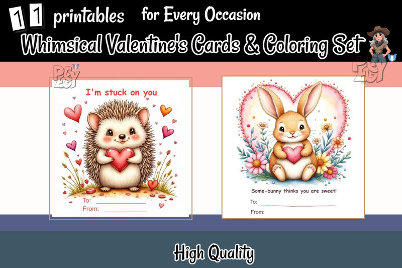 Whimsical Valentine's Cards & Coloring (by Color Moi Mandalas \u2122)