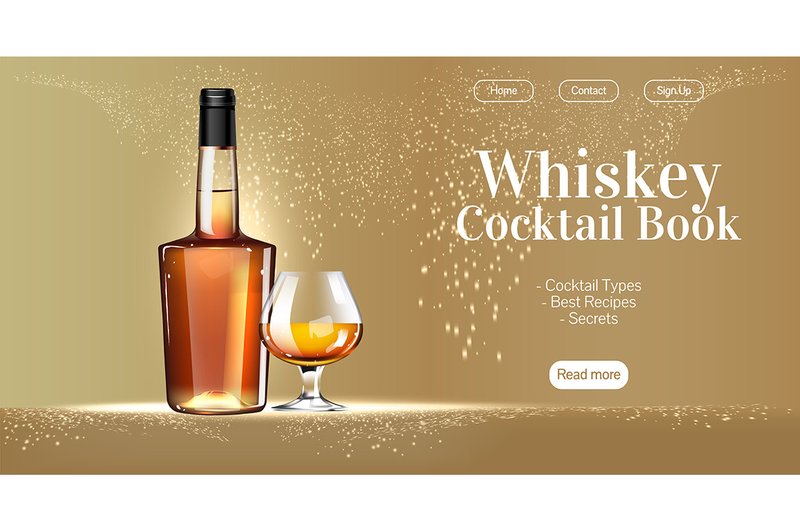 Whiskey Cocktail Book Realistic Vector (by IMG visuals characters)