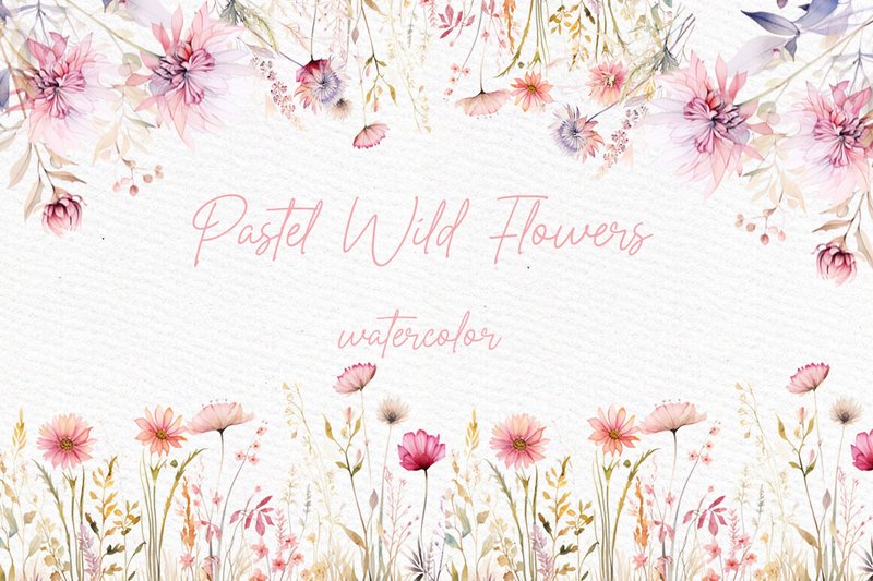 Wild Floral Clipart Watercolor Flowers (by LeCoqDesign)