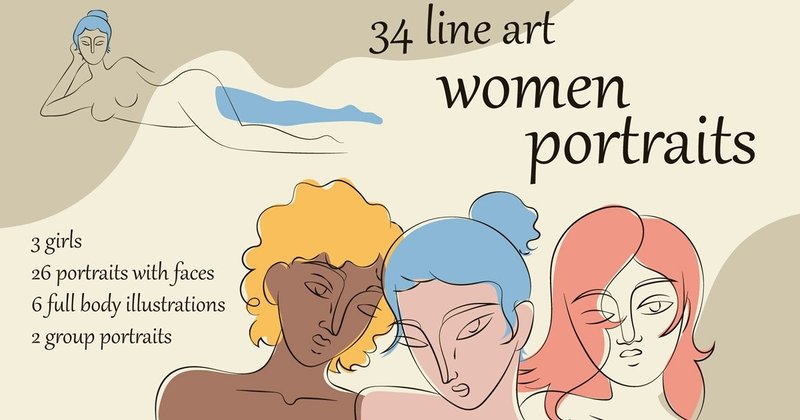 Women Portrait Line Art Bundle (by YellowDahlia)