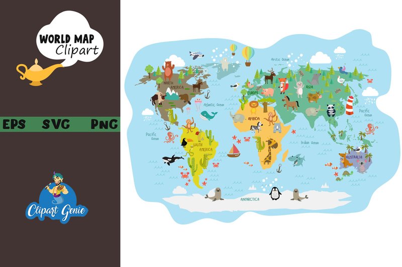 World Map Clipart (by clipartgenie)