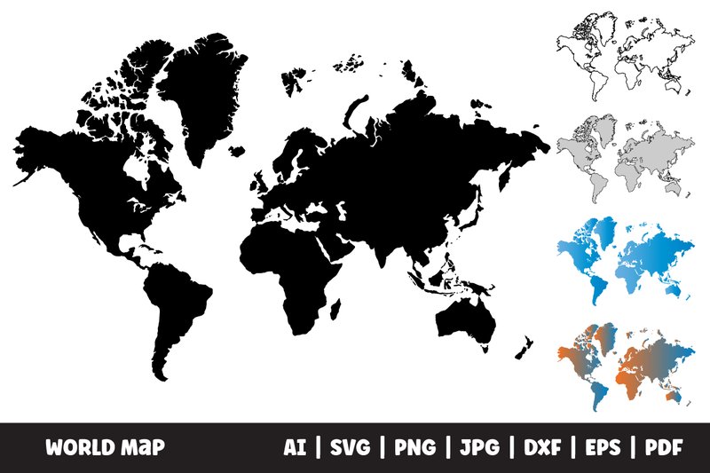 World Map Silhouette SVG Clipart (by RenatoRi Designs)
