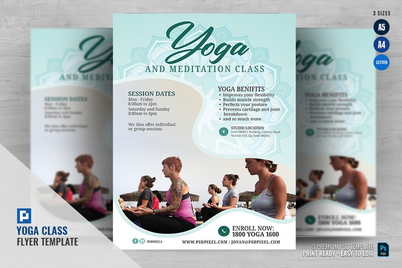 Yoga and Meditation Program Flyer (by PSDPixel)