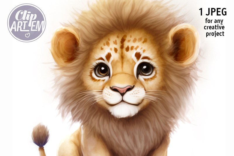 Young Little Lion Image for Wall Decor (by clipArtem)