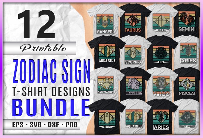 12 Zodiac Sign Designs Bundle (by CraftStudio)