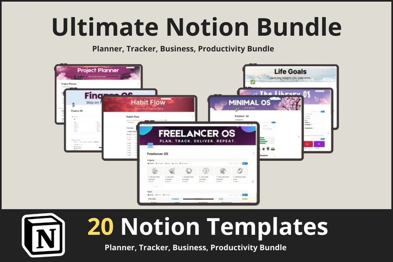 20 Notion Templates Bundle (by YanisNotion)