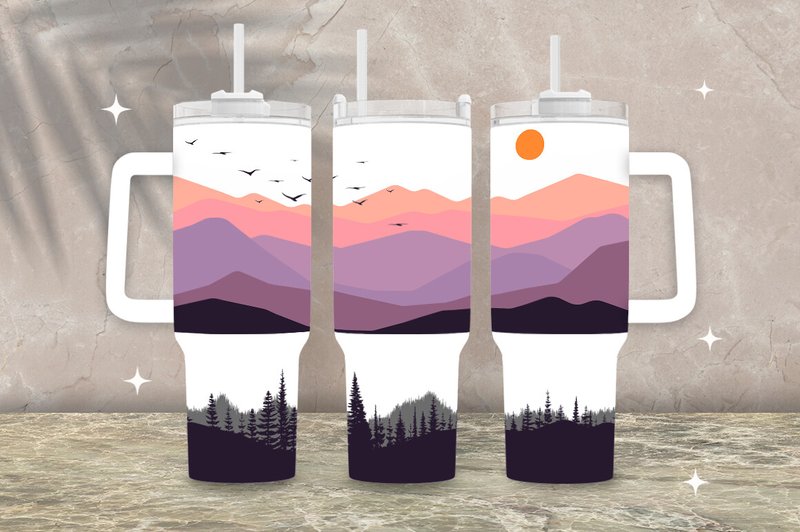 40 Oz Sunset Mountain Stanley Tumbler (by SparkyDesignsUS)
