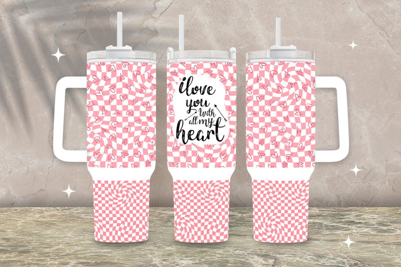40oz Pink Stanley Checkered Tumbler Wrap (by SparkyDesignsUS)