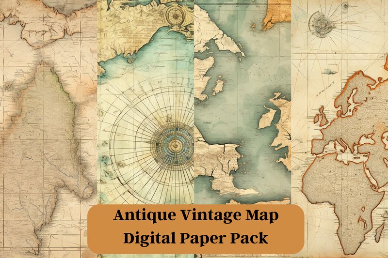 Antique Vintage Map Digital Paper Pack (by sublimation avenue)