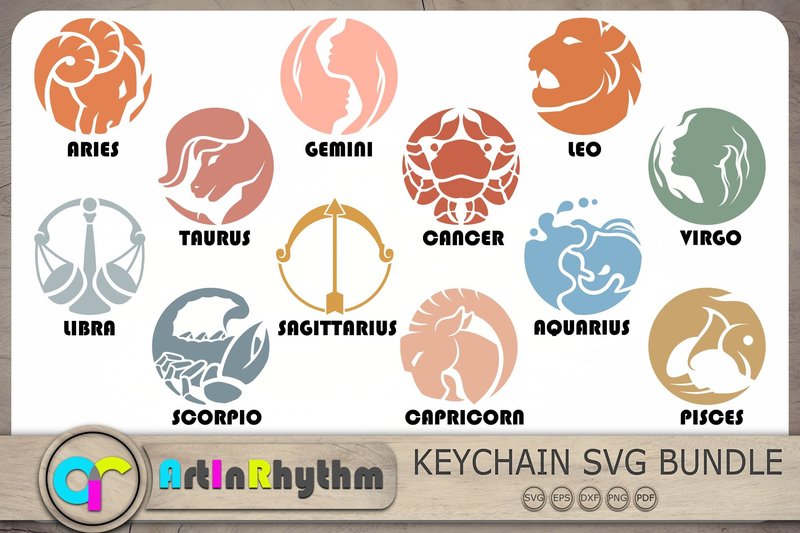 Astrology Keychain Svg Bundle (by artinrhythm)