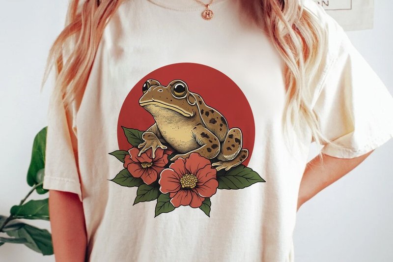 Brown Frog Red Floral Tattoo Art Png (by gregoraciiart)