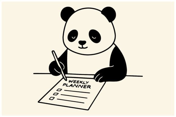Cute Panda Weekly Planner Productivity