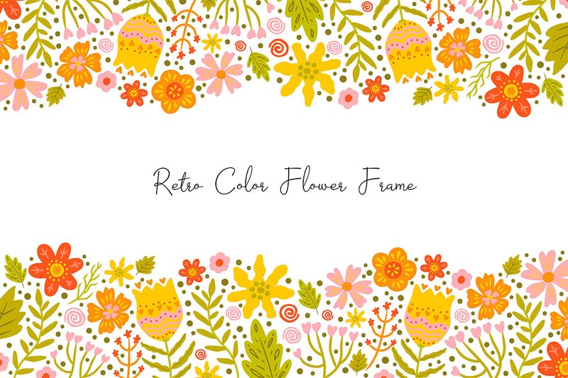 Cute Spring & Summer Retro Flower Frame (by fathurmutiah)