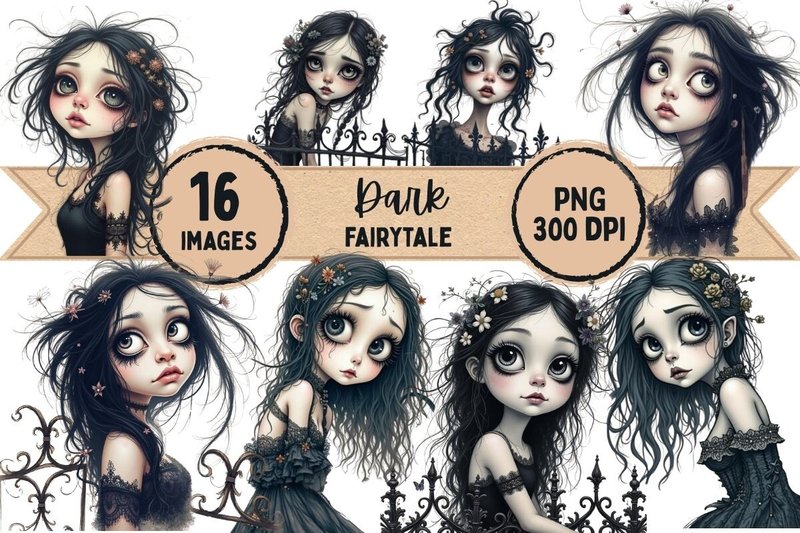 Dark Fairytale Clipart (by Ink & Vibe)