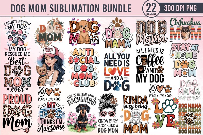 Dog Mom Sublimation Bundle PNG (by Art Zone)