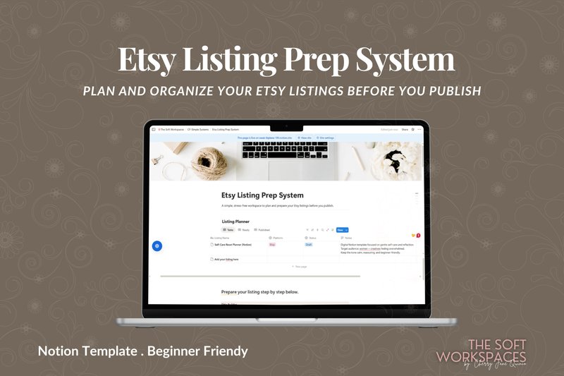Etsy Listing Prep System Notion (by The Brand Mint)