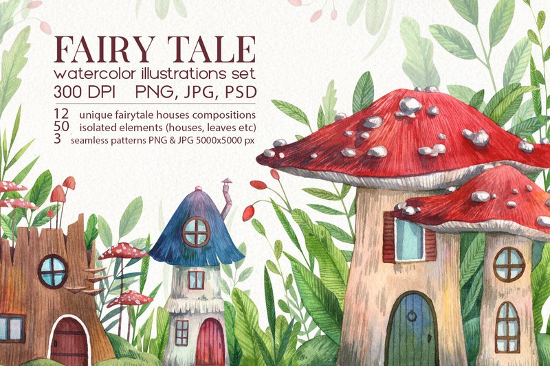 Fairytale Watercolor Illustrations PNG (by dashamoony)