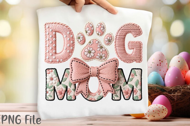 Faux Yarn Dog Mom Sublimation Png (by Graphics Bazar)