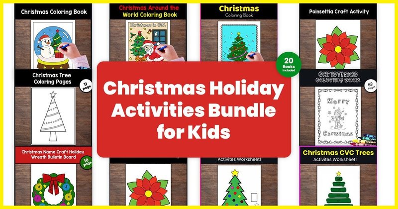 Festive Holiday Crafts and Coloring Book Bundle (by TheStudyKits)