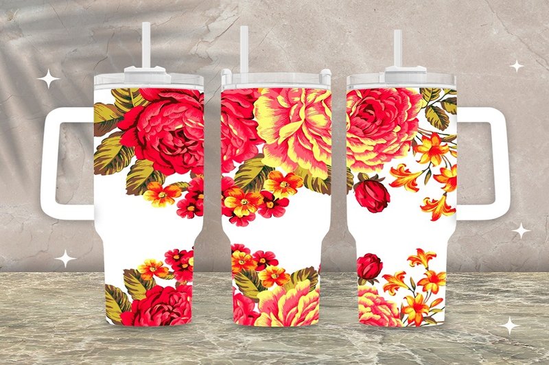 Floral 40oz Stanley Sublimation Tumbler (by SparkyDesignsUS)