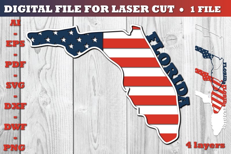 Florida USA 3d SVG Flag Paper Cut (by Jon_Studio)