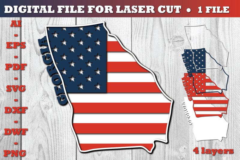 Georgia USA 3d SVG Flag Paper Cut (by Jon_Studio)