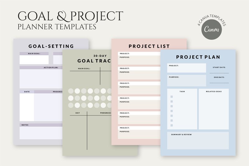 Goal & Project CANVA Planner Templates (by artflorara)