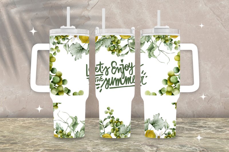 Green Floral Stanley 40oz Tumbler Wrap (by SparkyDesignsUS)