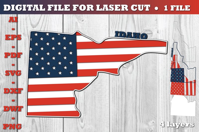 Idaho USA 3d SVG Flag Paper Cut (by Jon_Studio)