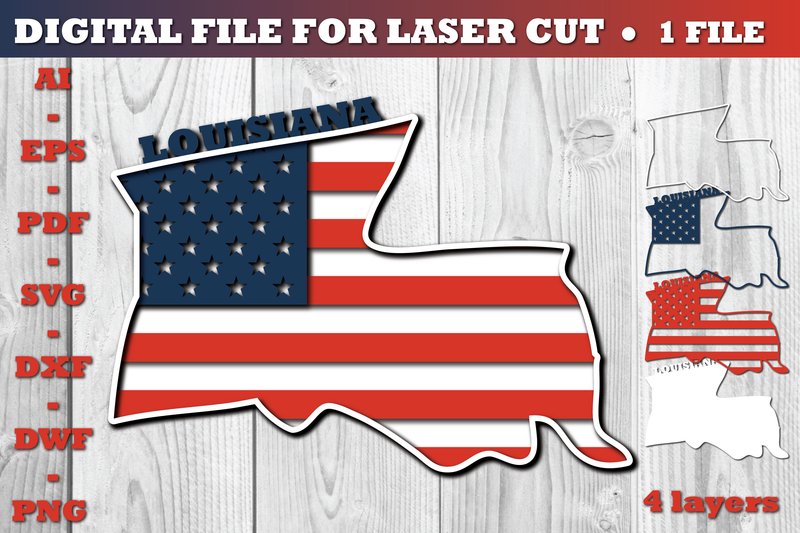 Louisiana USA 3d SVG Flag Paper Cut (by Jon_Studio)