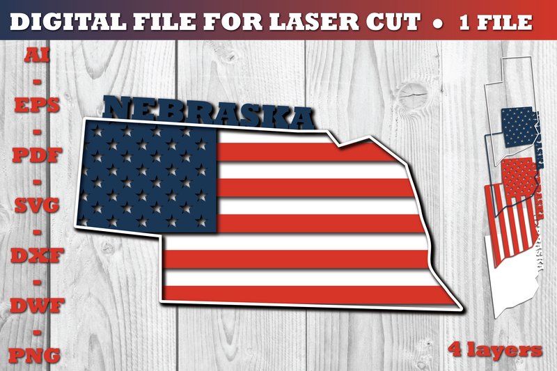 Nebraska USA 3d SVG Flag Paper Cut (by Jon_Studio)