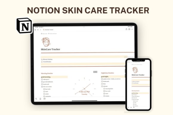 Notion Skincare Template, Notion Planner (by ThePlannersDelight)