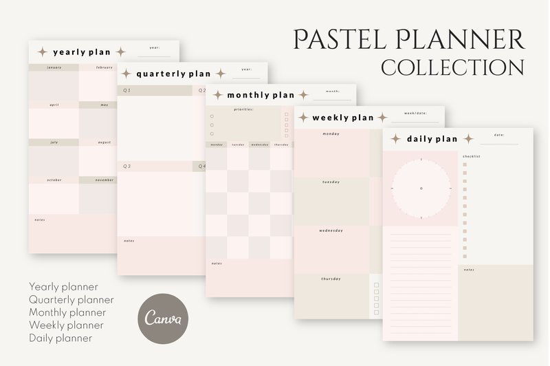 Pastel Canva Planner Template Set (by artflorara)