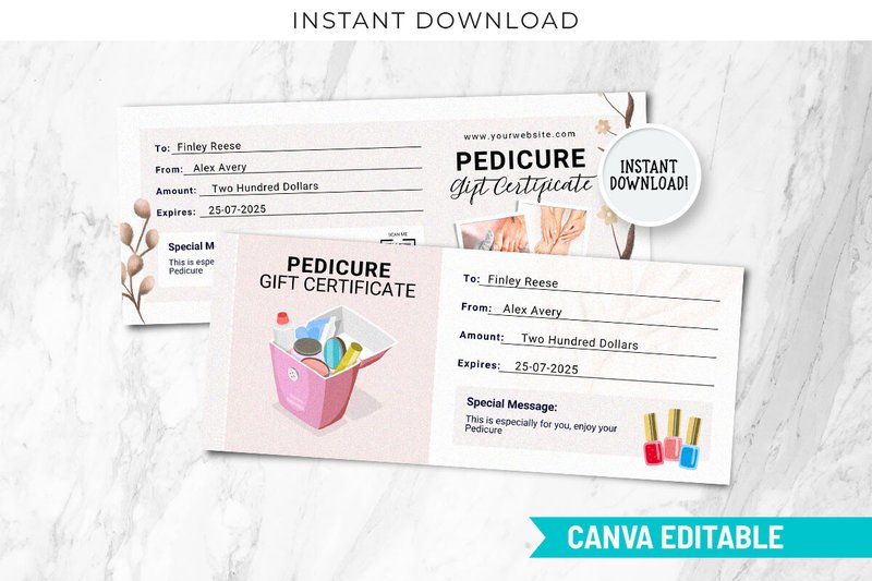Pedicure Gift Certificate Templates (by SnapyBiz)