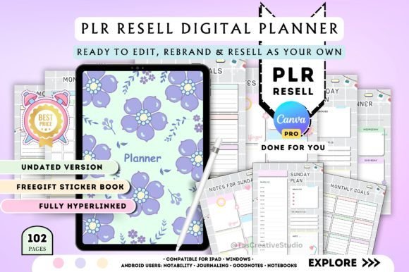 PLR Digital Planner - Editable Canva