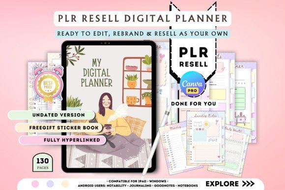 PLR Hyperlinked Undated Digital Planner