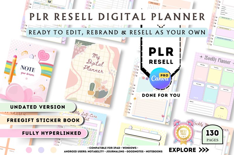 PLR Resell Canva Undated Digital Planner (by Tas Creative Studio)