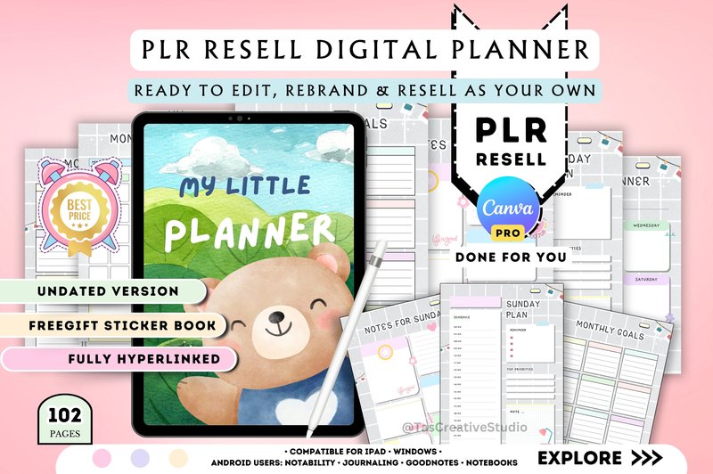 PLR Undated Digital Planner - Resell (by Tas Creative Studio)