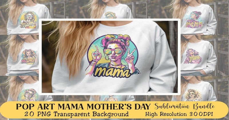 Pop Art Mama Mother's Day Sublimation Bundle (by Mulew)