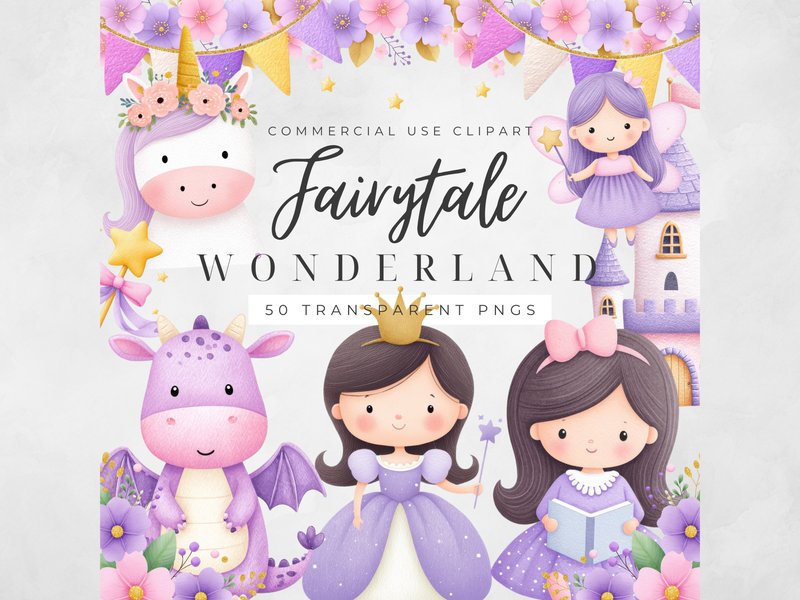 Princess Fairytale Clipart Watercolor PN (by Rumi Design)