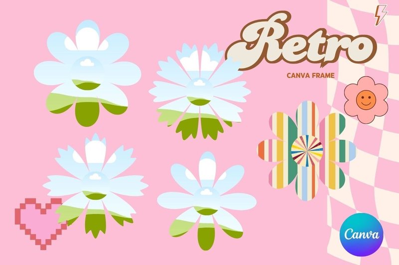 Retro Flower Canva Frame Add Photo_10 (by Canva Frame Template)
