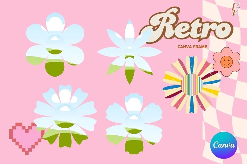 Retro Flower Canva Frame Add Photo_12 (by Canva Frame Template)