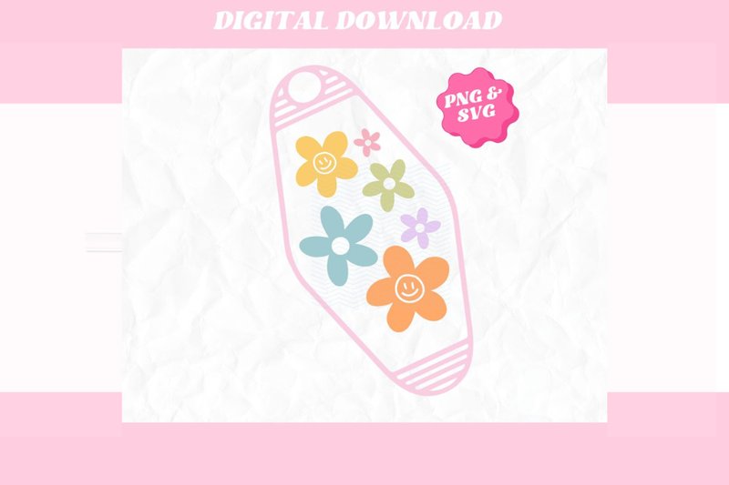 Retro Flower Motel Keychain PNG SVG (by CotswoldCoDesigns)
