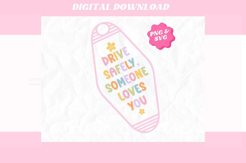 Retro Flower Motel Keychain PNG SVG (by CotswoldCoDesigns)