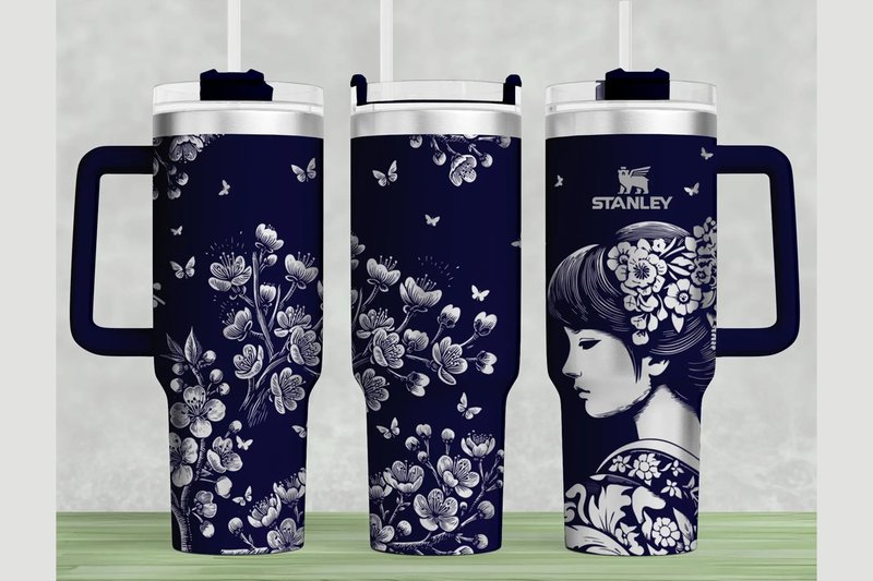 Sakura Stanley 40oz Laser Wrap SVG (by Think Plus Tumbler)