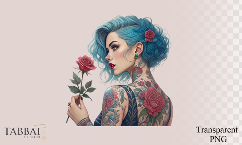 Striking Hair, Elaborate Floral Tattoo (by Tabbai Design)