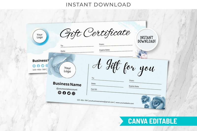 Teal Tiffany Gift Certificate Templates (by SnapyBiz)