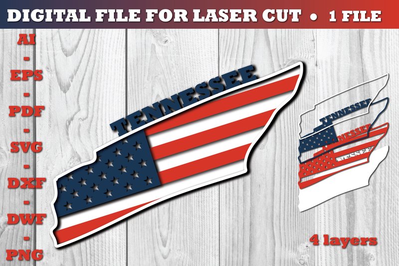 Tennessee USA 3d SVG Flag Paper Cut (by Jon_Studio)