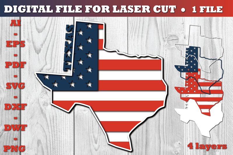 Texas USA 3d SVG Flag Paper Cut (by Jon_Studio)